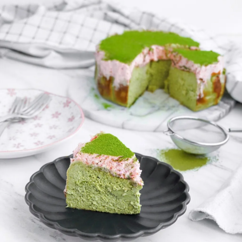 Matcha & Strawberry Basque Burnt Cheesecake - likebyregina