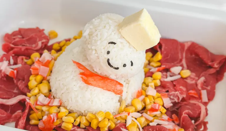 Snowman Butter Beef Fried Rice - likebyregina