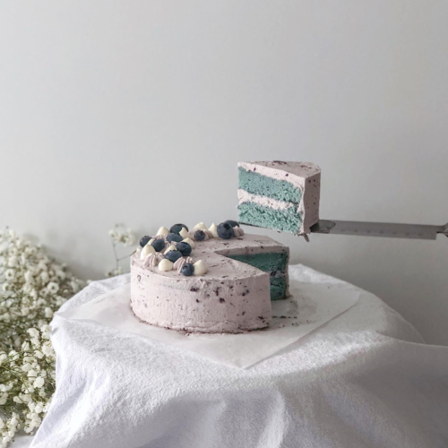 Butterfly Pea Flower Chiffon Cake with Blueberry Whipped Cream - likebyregina