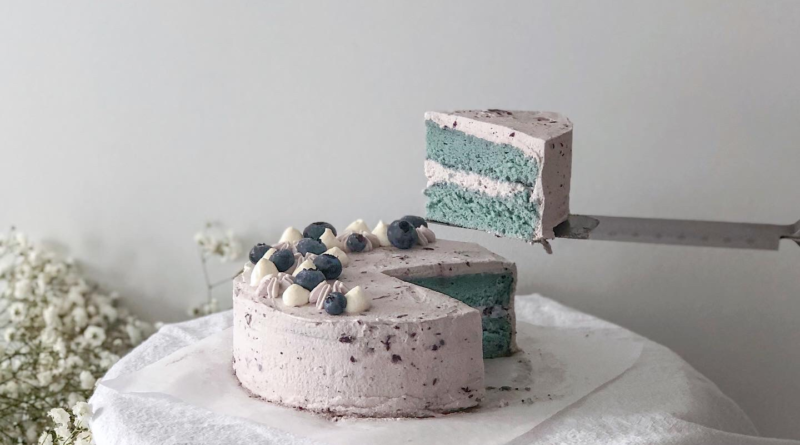 Butterfly Pea Flower Chiffon Cake with Blueberry Whipped Cream - likebyregina