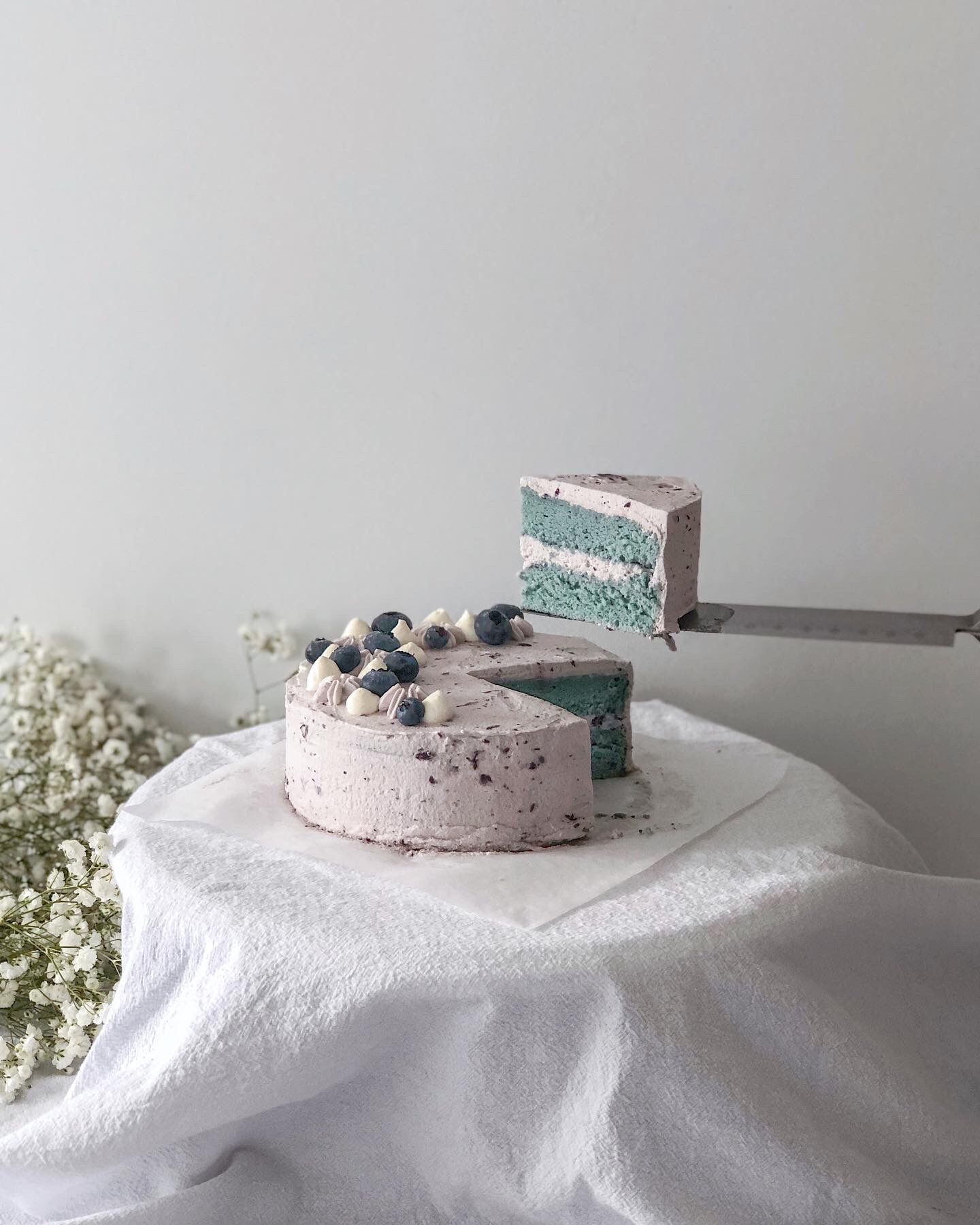 Butterfly Pea Flower Chiffon Cake with Blueberry Whipped Cream