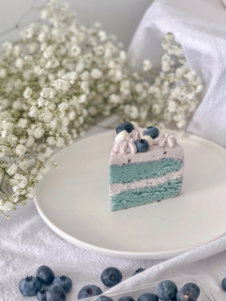 Butterfly Pea Flower Chiffon Cake with Blueberry Whipped Cream - likebyregina