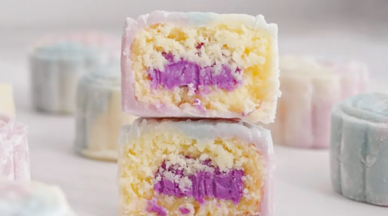 Snow Skin Mooncakes with Shredded Coconut & Purple Yam Lava - likebyregina